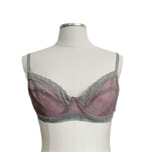 sophie b | unlined scalloped lace trimmed demi cup underwired bra | sz 36b